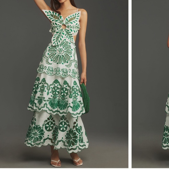 FARM Rio Off-White Flower Richelieu Linen Midi - Picture 6 of 6